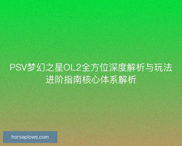 PSV梦幻之星OL2全方位深度解析与玩法进阶指南核心体系解析