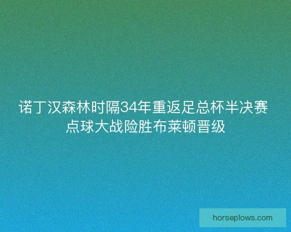 诺丁汉森林时隔34年重返足总杯半决赛 点球大战险胜布莱顿晋级